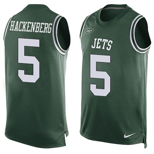 Nike Jets #5 Christian Hackenberg Green Team Color Men's Stitched NFL Limited Tank Top Jersey